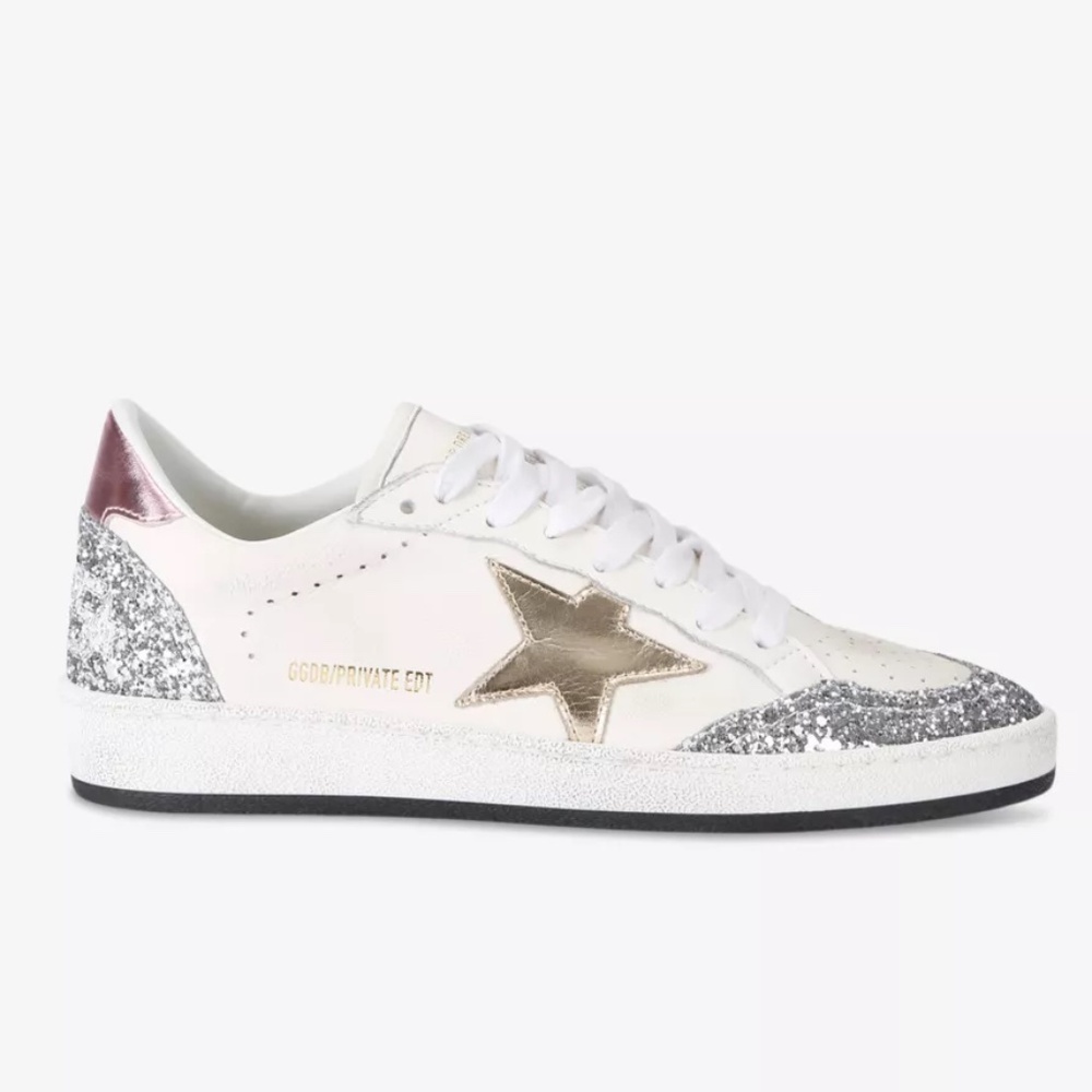 GOLDEN GOOSE Ball Star in White/Silver/Gold/Pink Nappa Leather - MSRP $645 BNIB